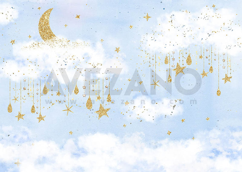 Avezano Gold Stars Twinkle Twinkle Little Stars Birthday Party Photography Background-AVEZANO